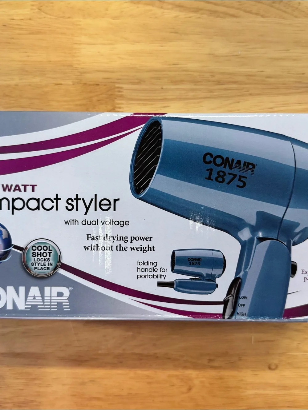 Conair 1875 Compact Styler Hair Dryer Blue Brand New